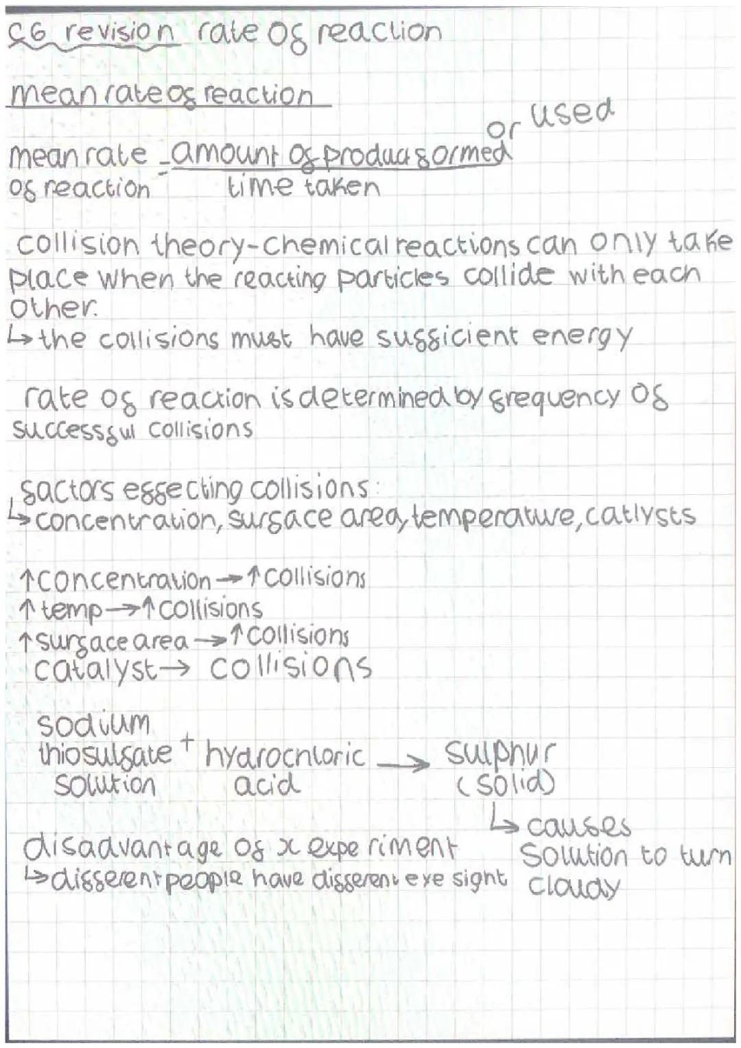 C6 - *FOUNDATION LEVEL* The rate and extent of chemical change (Rate of reactions)