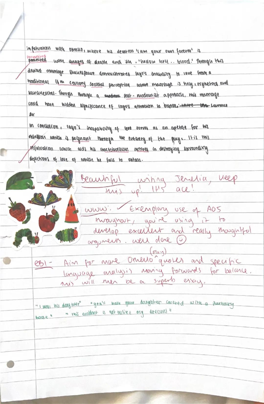 ## Iago does not understand love: in light of this view, discuss how Shakespeare presents Iago's attitudes to love in this extract and elsew