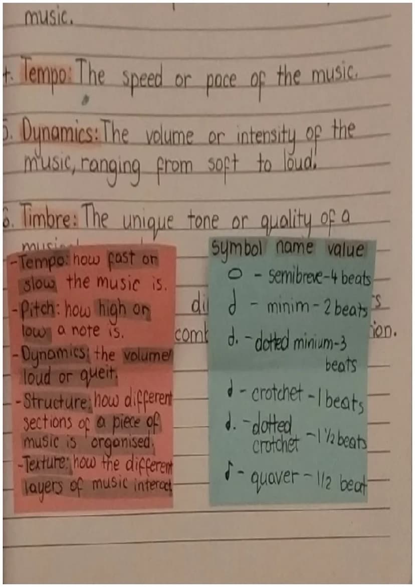 L
music
THE
FLEMENTS
OF MUSIC MO
1. Melody: The main musical line or tune
2. Harmony: The combination of different notes
played or sung toge