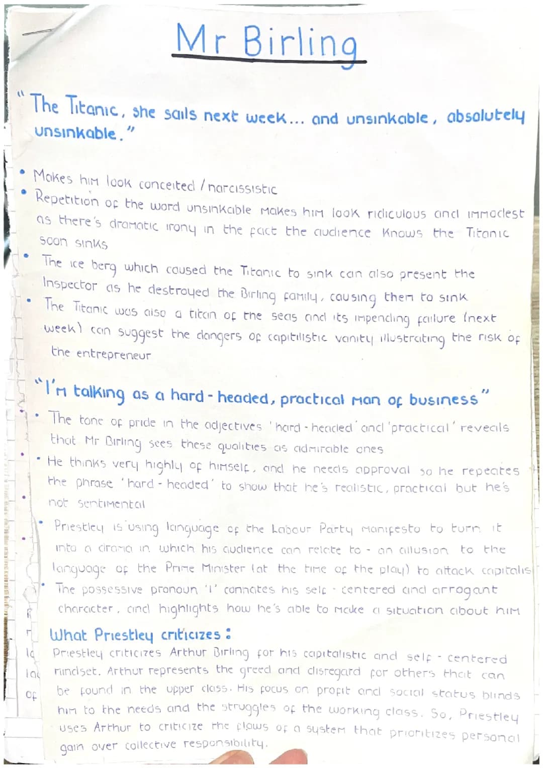 An Inspector Calls Character Quote Analysis