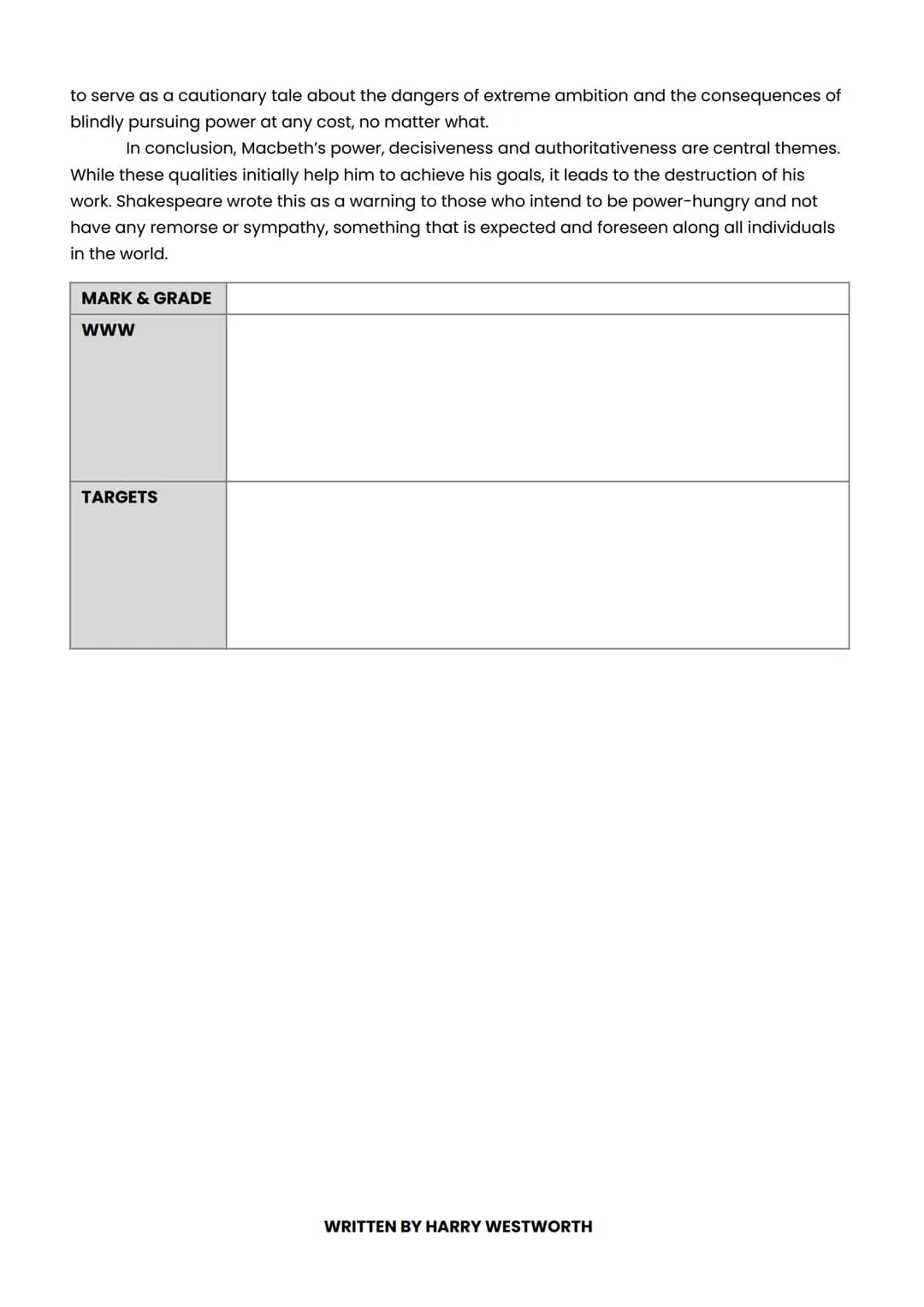 c/w
26/04/2023
Essay on Macbeth's power & ambition
Macbeth is presented as an authoritative and decisive figure with extreme aspirations of
