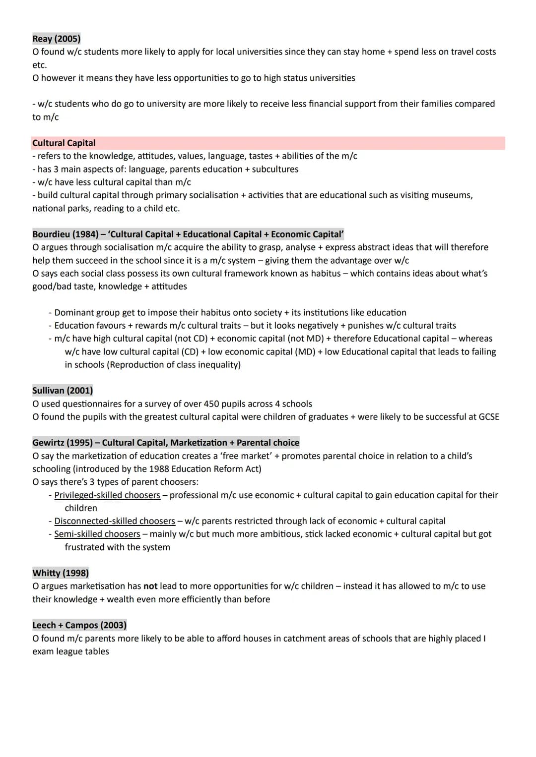 Class + Educational Achievement
External Factors
Cultural Deprivation
- Lacking the cultural equipment needed to achieve at school - the lan