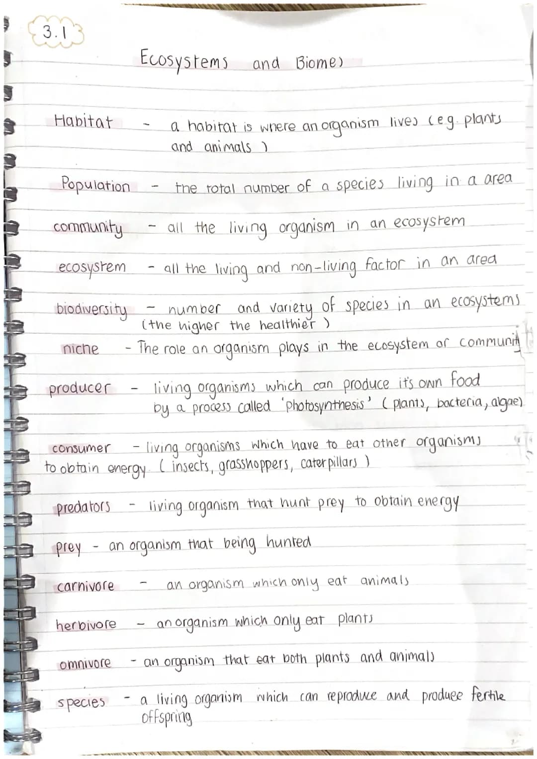 nat 5 biology summary notes life on earth 