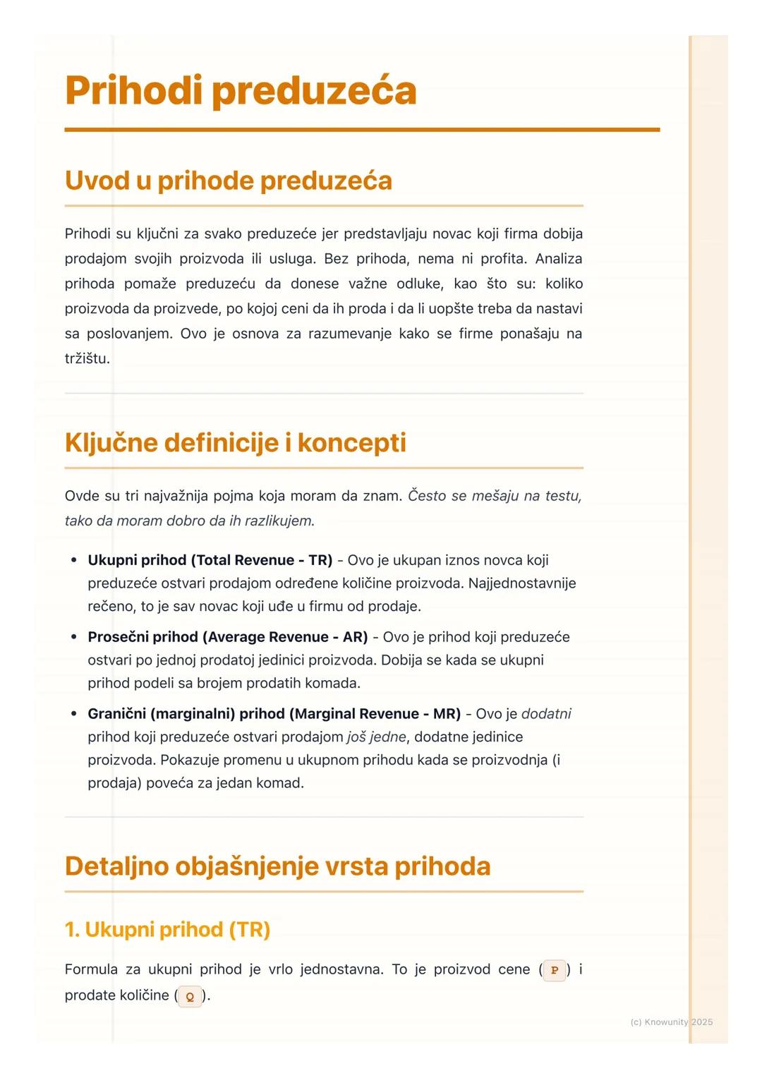 # Prihodi preduzeća

Uvod u prihode preduzeća

Prihodi su ključni za svako preduzeće jer predstavljaju novac koji firma dobija
prodajom svoj