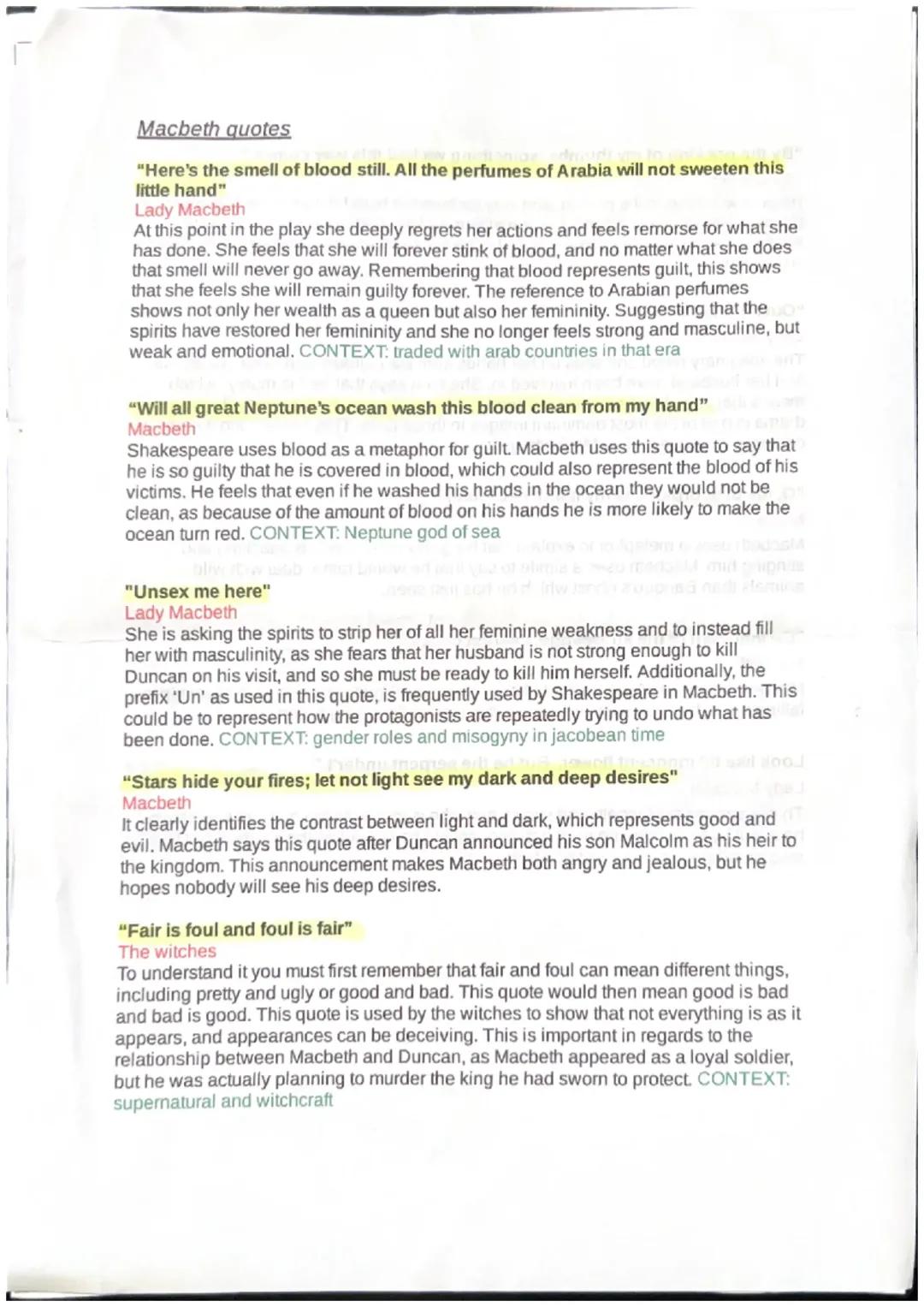 Macbeth Quotes for Grade 8 with Lady Macbeth and Guilt Analysis