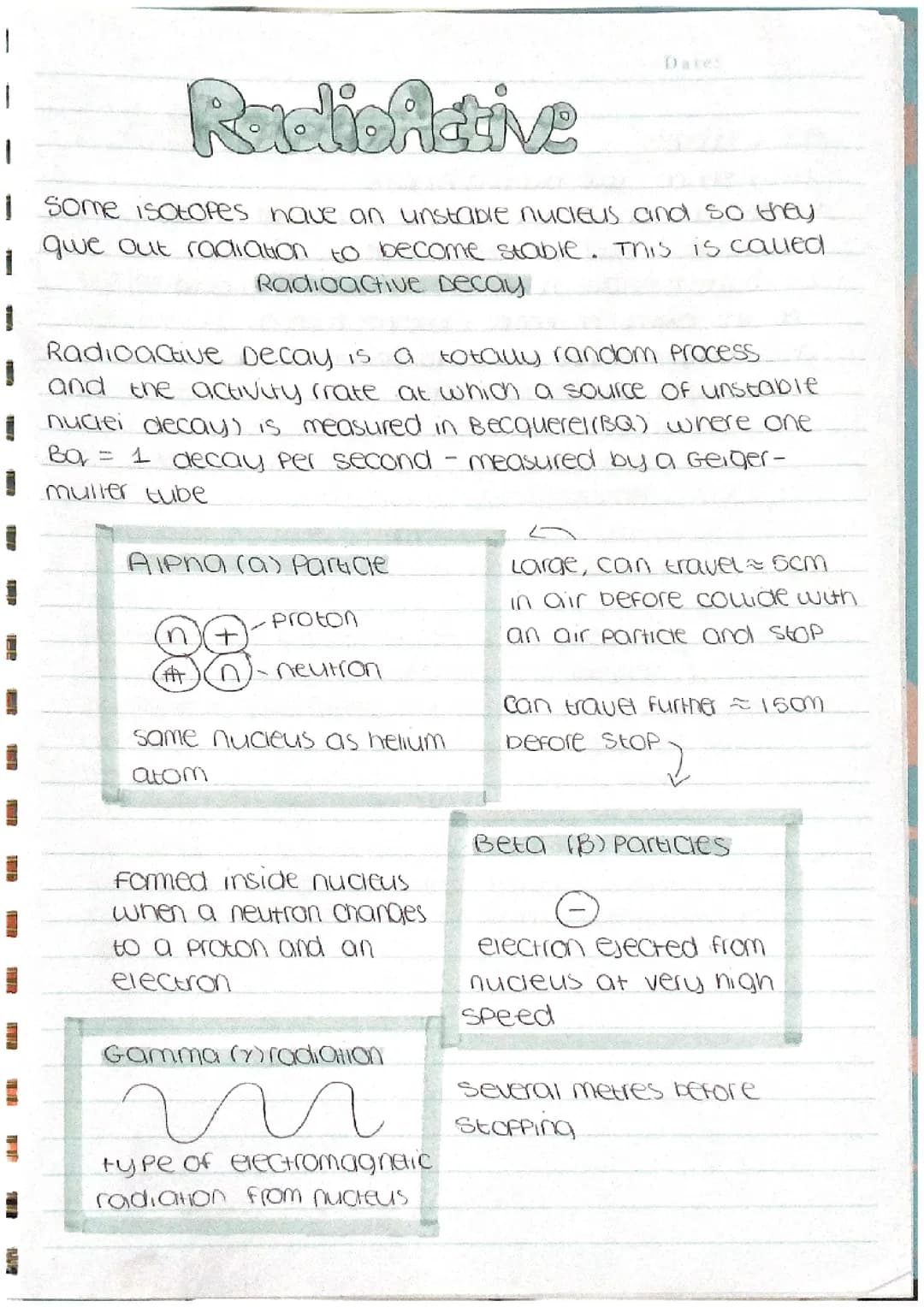 Radioactivity notes for Physics Paper 1 AQA