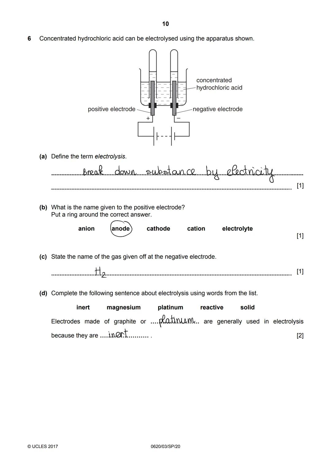 * 0 1 2 3 4 5 6 7 8 9 *
Cambridge IGCSEⓇ
CANDIDATE
NAME
CENTRE
NUMBER
Joanne Le
CHEMISTRY
Paper 3 Theory (Core)
SPECIMEN
PAPER
Candidates an