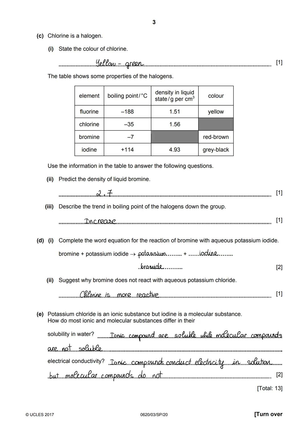* 0 1 2 3 4 5 6 7 8 9 *
Cambridge IGCSEⓇ
CANDIDATE
NAME
CENTRE
NUMBER
Joanne Le
CHEMISTRY
Paper 3 Theory (Core)
SPECIMEN
PAPER
Candidates an