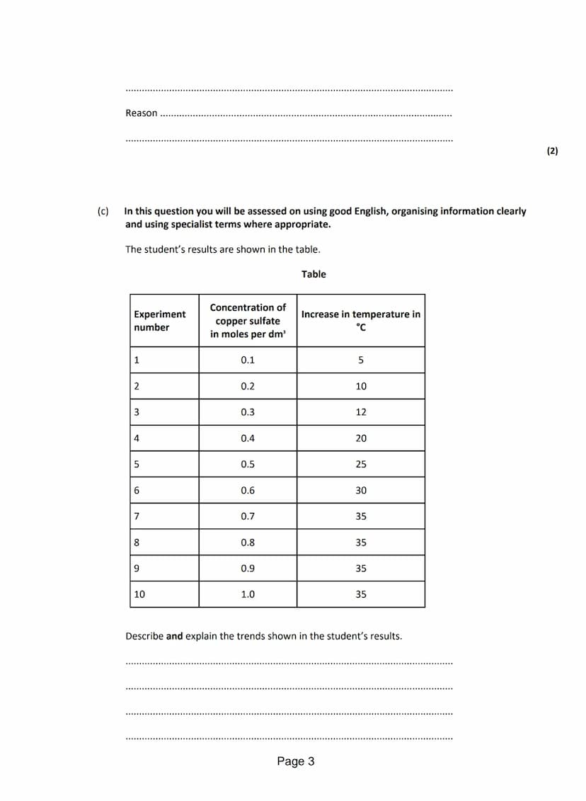 Q1.A student investigated simple cells using the apparatus shown in the figure below.
●
The student's results are shown in the table below.
