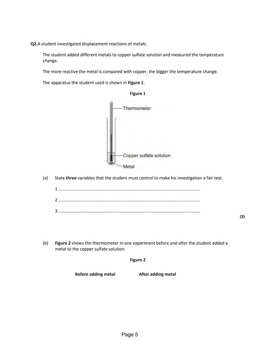 Q1.A student investigated simple cells using the apparatus shown in the figure below.
●
The student's results are shown in the table below.
