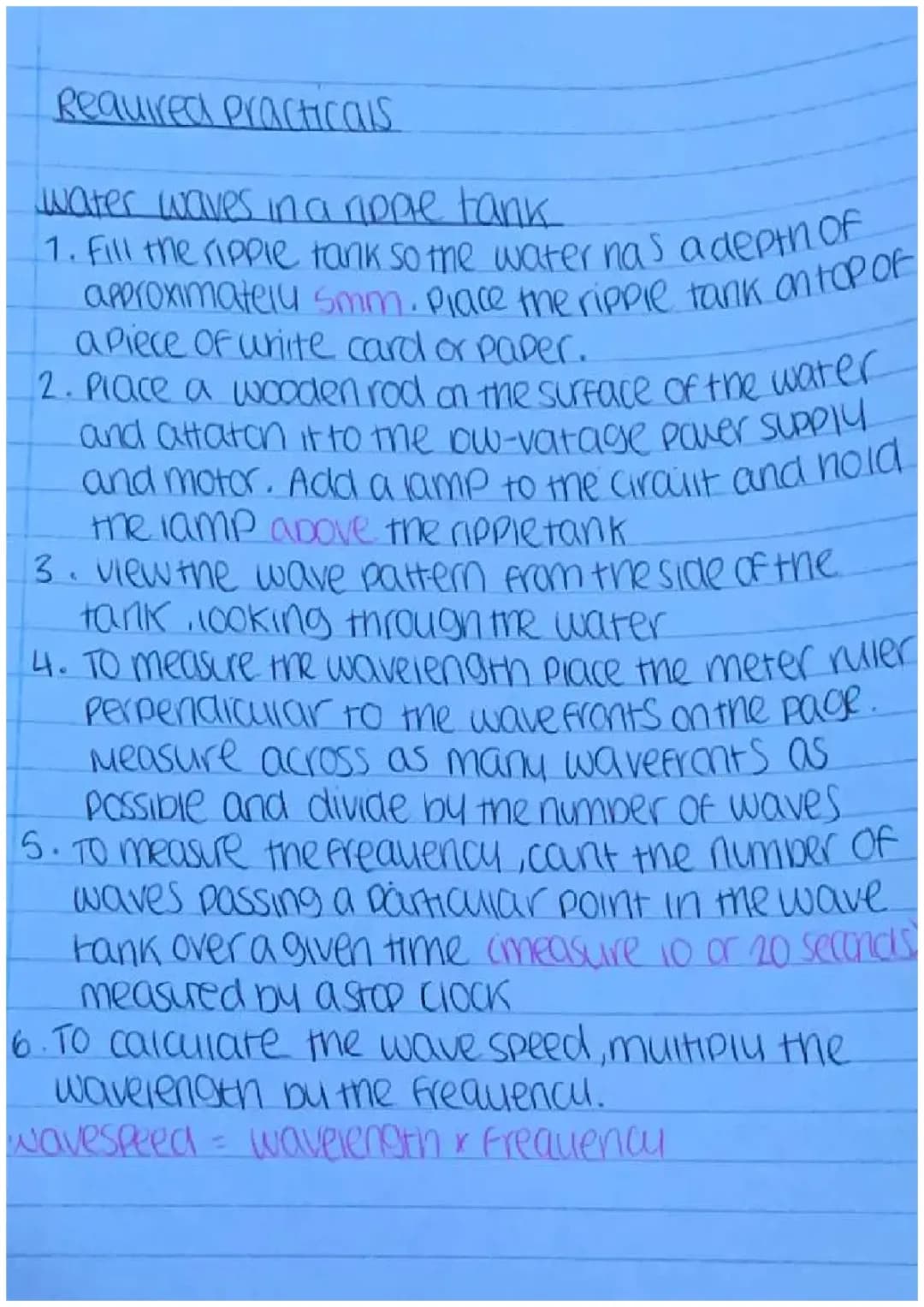 AQA Triple Physics: Paper 2- Require practical (ripple tank)
