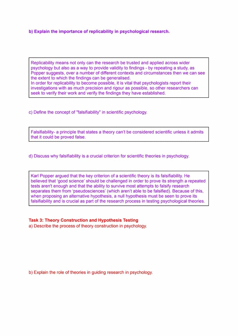 Features of Science in Psychology
Instructions: Complete the following tasks related to the features of a science in psychology.
These can b