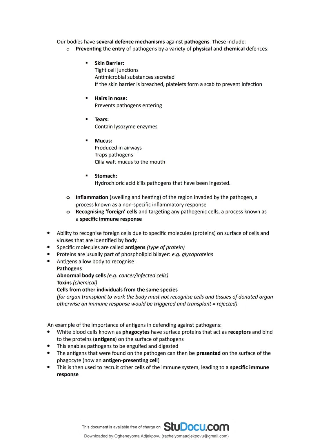 StuDocu.com
Immunity Section 2.5 notes AS Biology
Biology - A1 (Sixth Form (UK))
StuDocu is not sponsored or endorsed by any college or univ