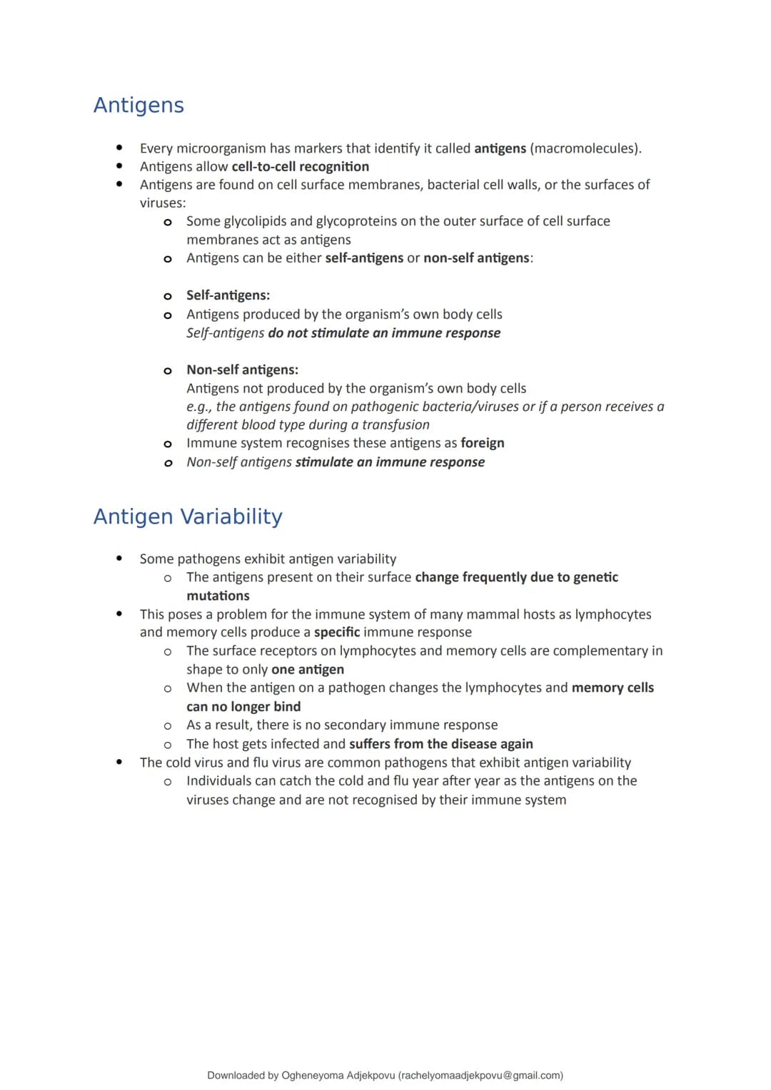 StuDocu.com
Immunity Section 2.5 notes AS Biology
Biology - A1 (Sixth Form (UK))
StuDocu is not sponsored or endorsed by any college or univ