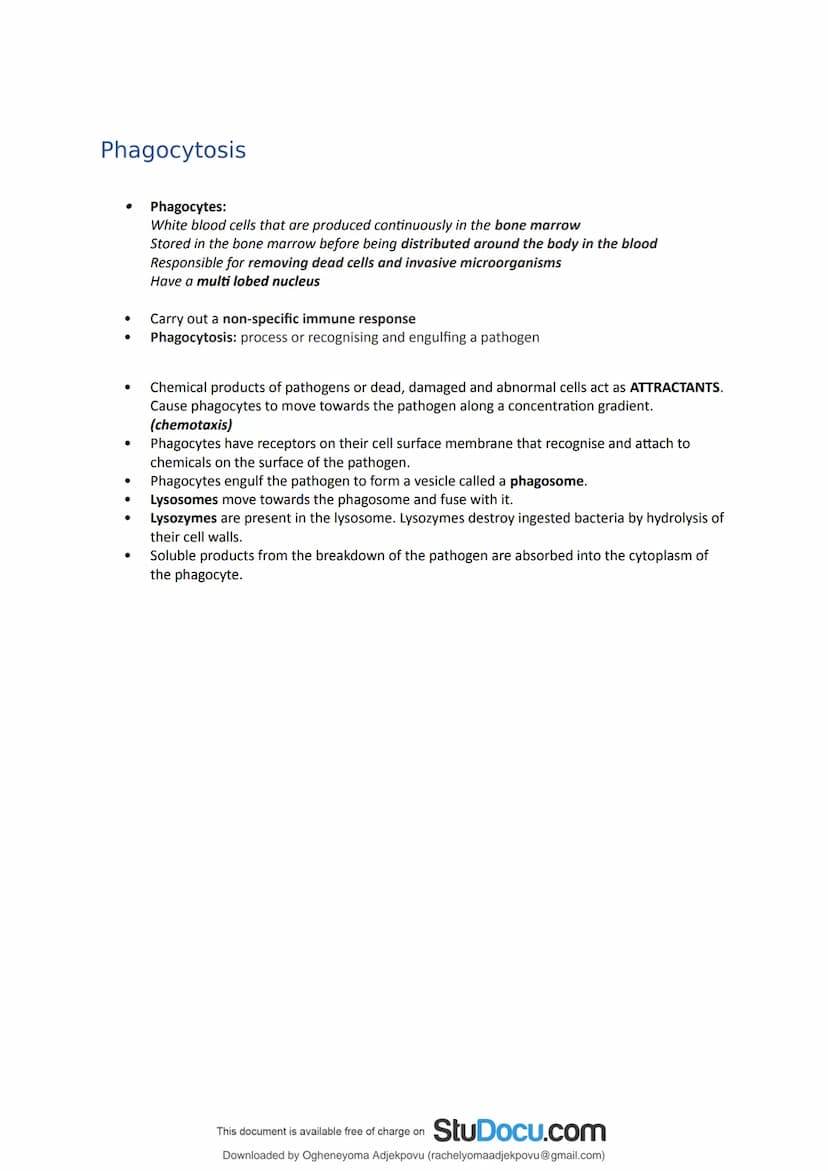 StuDocu.com
Immunity Section 2.5 notes AS Biology
Biology - A1 (Sixth Form (UK))
StuDocu is not sponsored or endorsed by any college or univ