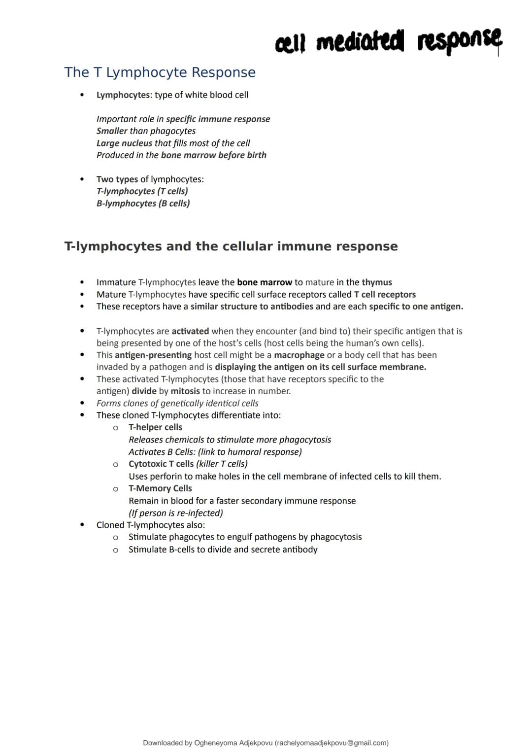 StuDocu.com
Immunity Section 2.5 notes AS Biology
Biology - A1 (Sixth Form (UK))
StuDocu is not sponsored or endorsed by any college or univ