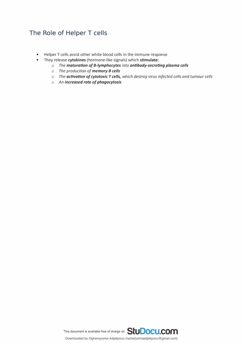 StuDocu.com
Immunity Section 2.5 notes AS Biology
Biology - A1 (Sixth Form (UK))
StuDocu is not sponsored or endorsed by any college or univ