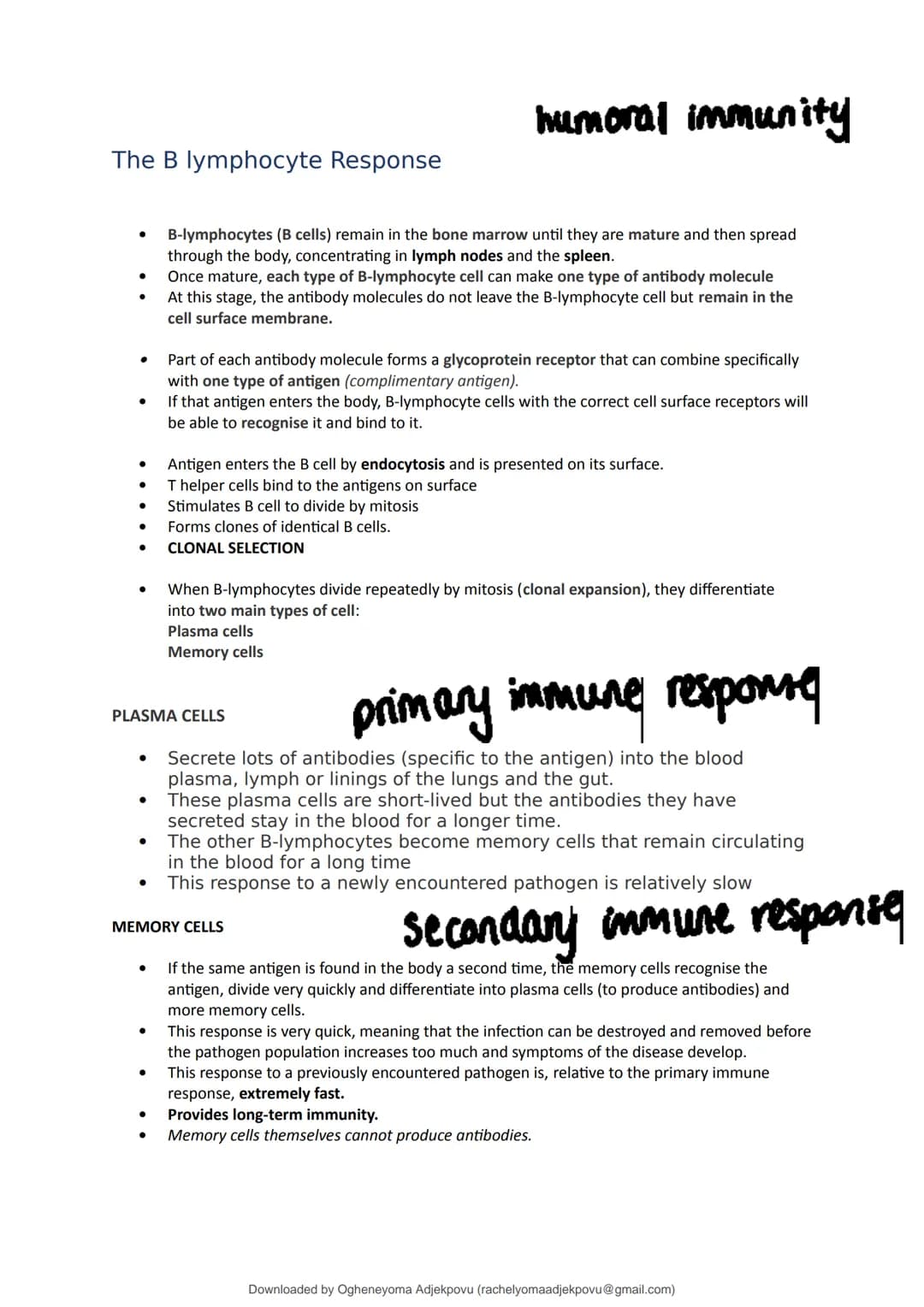 StuDocu.com
Immunity Section 2.5 notes AS Biology
Biology - A1 (Sixth Form (UK))
StuDocu is not sponsored or endorsed by any college or univ