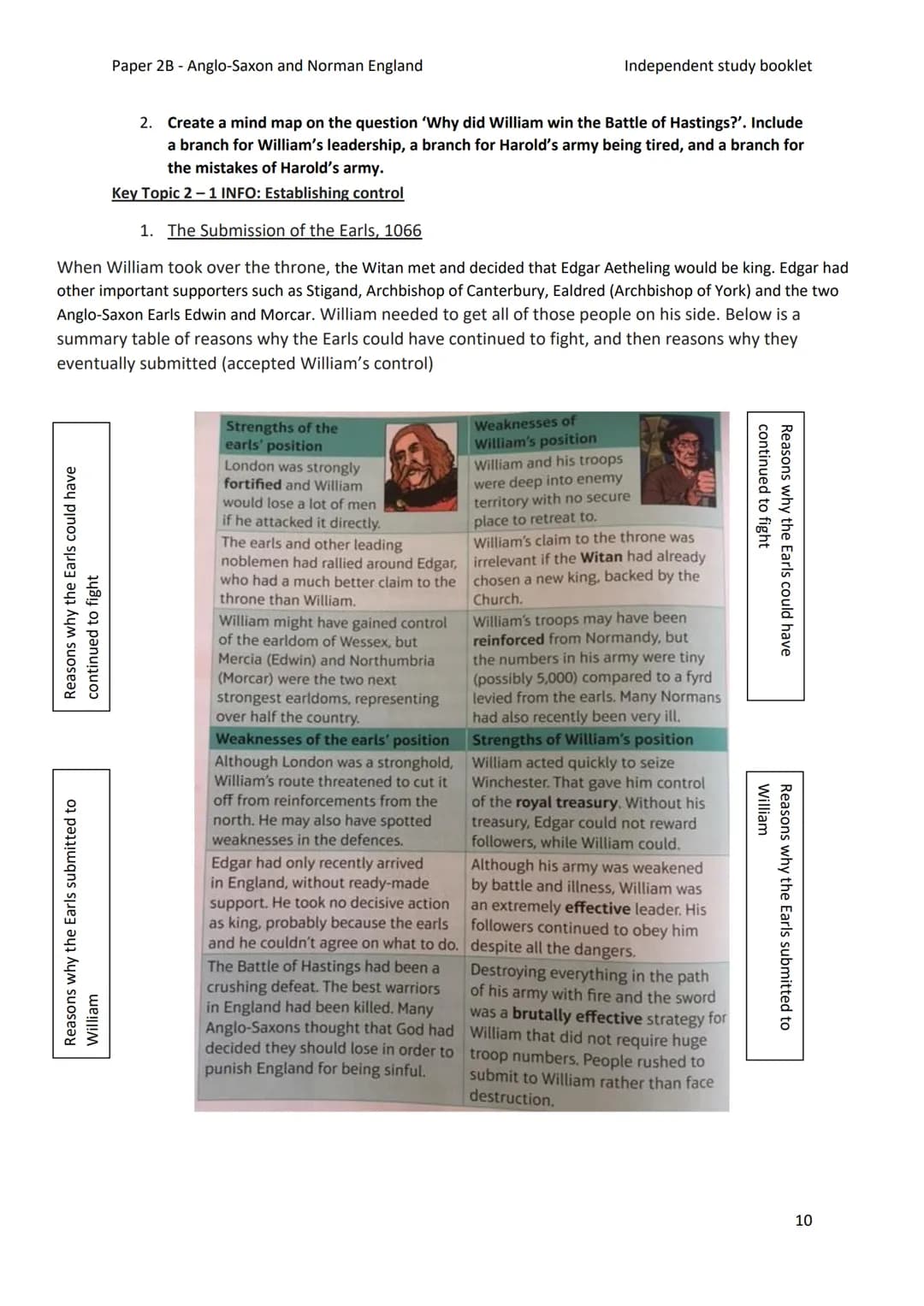 Paper 2B - Anglo-Saxon and Norman England
Independent study booklet
T-ISTETVISSIT:VTEOR DERETVR:CASTELLVM: AT HESTENG CEASTRA
Year 11 GCSE H