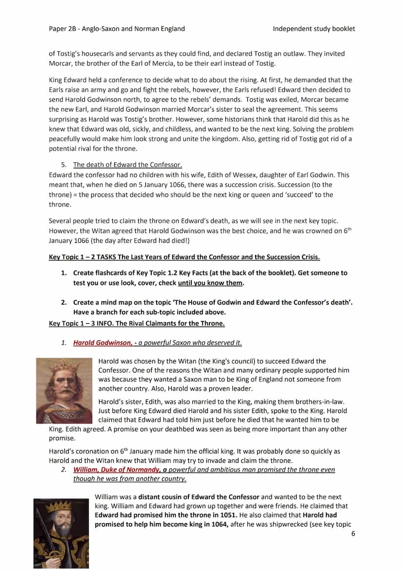 Paper 2B - Anglo-Saxon and Norman England
Independent study booklet
T-ISTETVISSIT:VTEOR DERETVR:CASTELLVM: AT HESTENG CEASTRA
Year 11 GCSE H