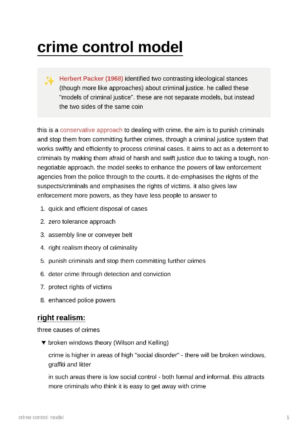Understanding Crime Control Model and Right Realism in Criminology