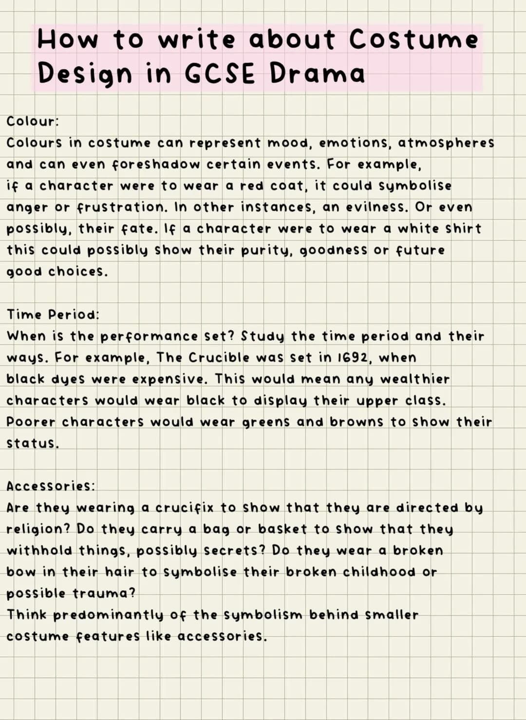 How to Write About Costume Design in GCSE Drama for KS2, KS3, and PDF