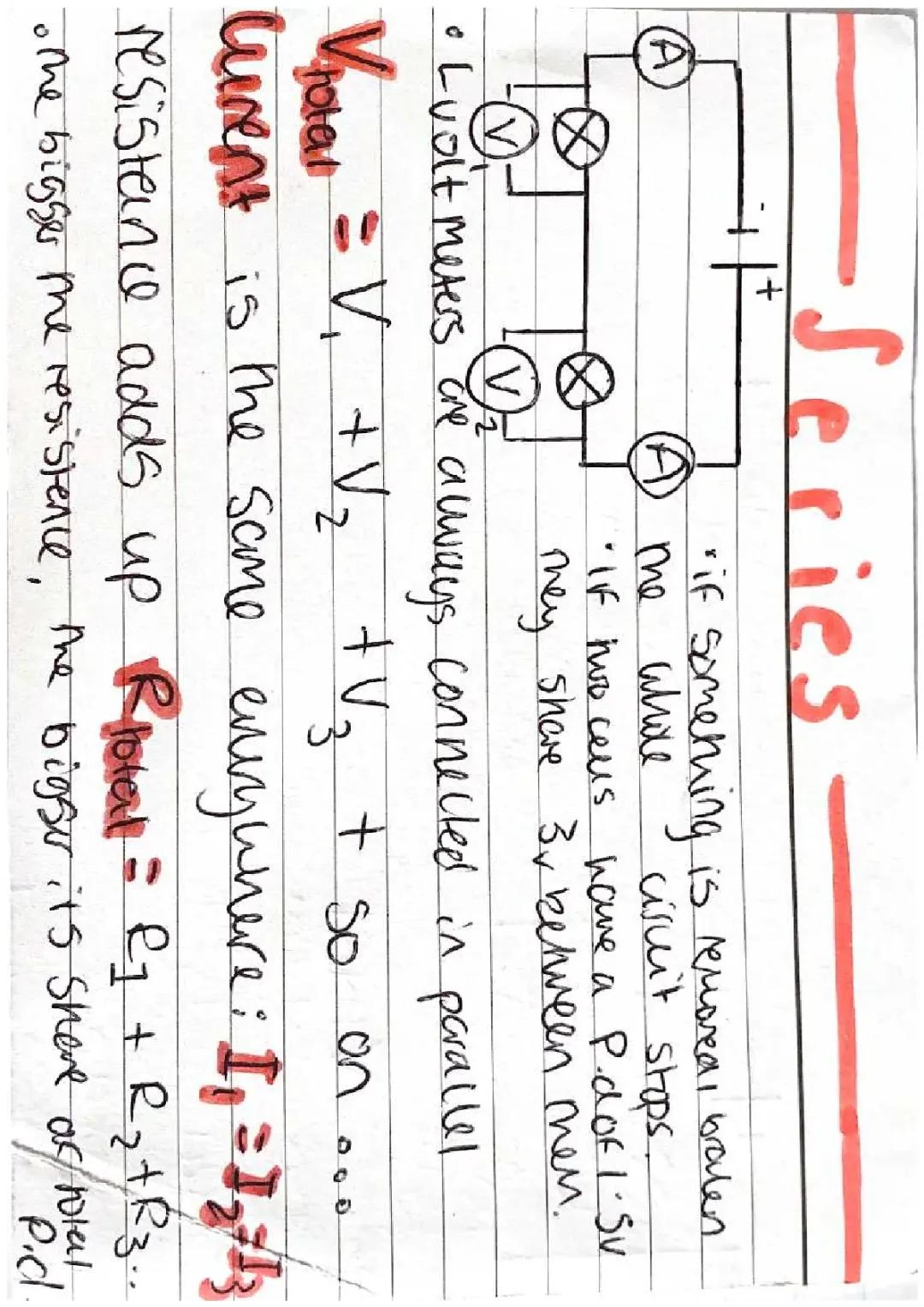 Electricity - series and parallel circuits