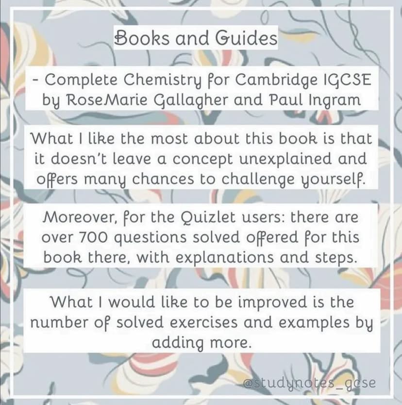 Chemistry Tips and
RESOURCES
by studynotes CSE Books and Guides
Complete Chemistry for Cambridge IGCSE
by Rose Marie Gallagher and Paul Ingr