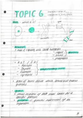 Know TOPIC 6 - Inheritance, variation and evolution notes  thumbnail