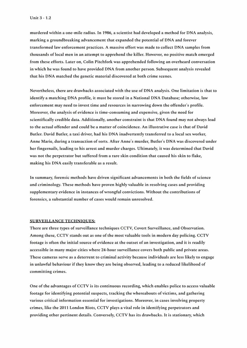 Unit 3 -1.2
FORENSIC TECHNIQUES:
Forensic methods encompass a collection of scientific approaches and procedures employed for the
collection