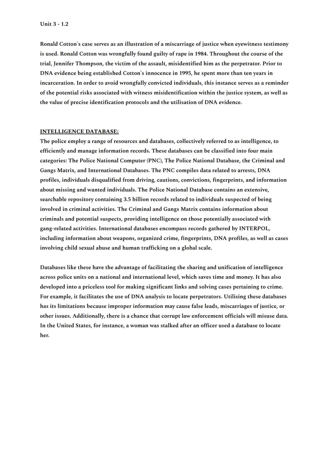 Unit 3 -1.2
FORENSIC TECHNIQUES:
Forensic methods encompass a collection of scientific approaches and procedures employed for the
collection