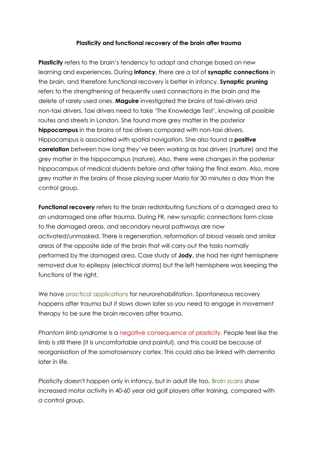 # Plasticity and functional recovery of the brain after trauma

Plasticity refers to the brain's tendency to adapt and change based on new
l