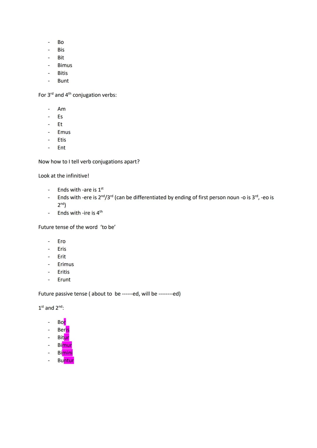 Basic latin grammar
Noun table- remember this! Below are the endings for each noun
1st declension
2nd (masc)
(neuter)
Nom
Acc
Gen
Dat
Abl
No