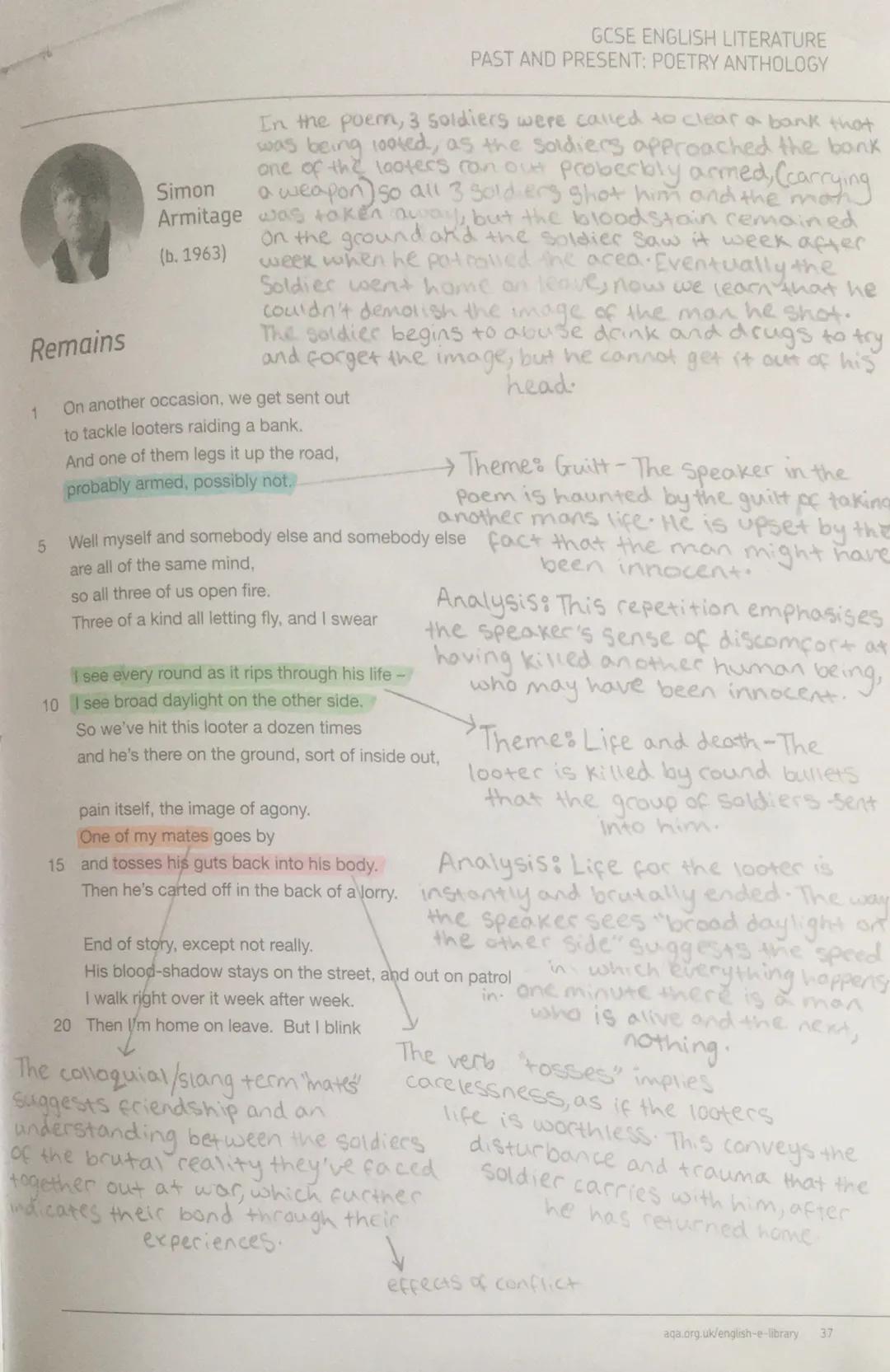 Power and Conflict poem: Remains