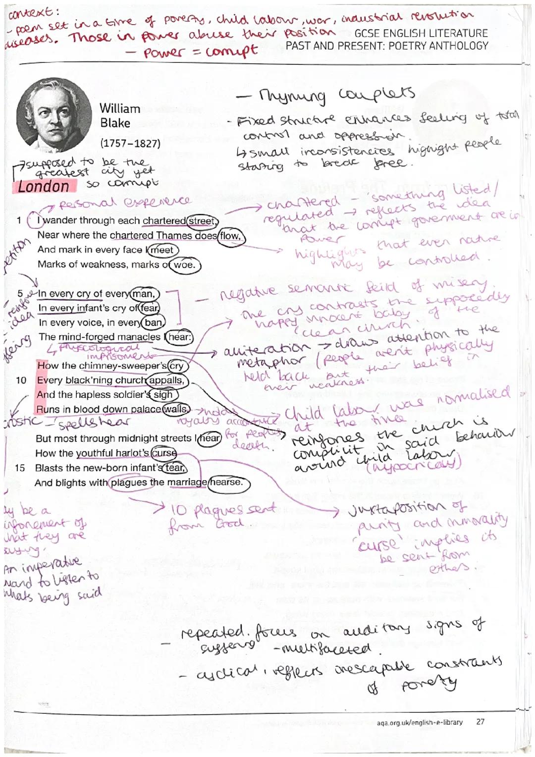 London poem annotations