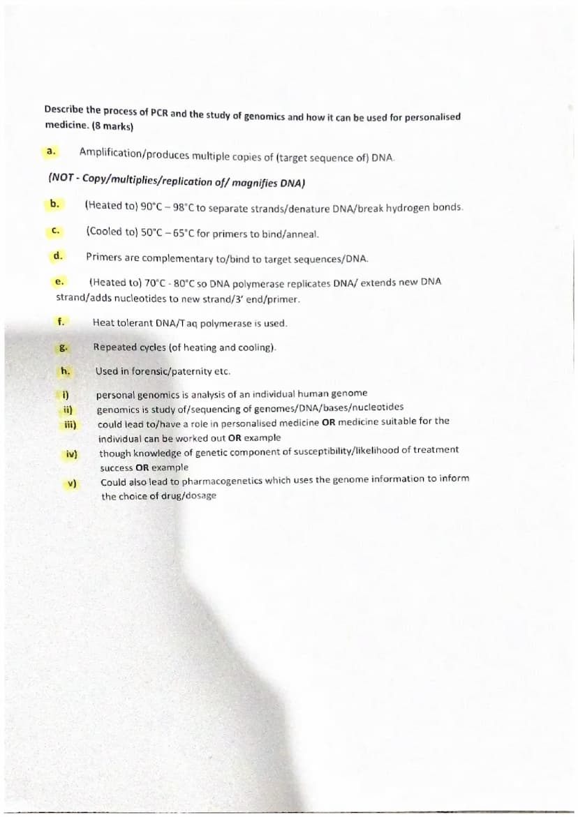 Describe DNA under the following headings
(9)
i)
Structure of DNA (5)
ii)
Replication of DNA (4)
1 double strand of nucleotides/double helix