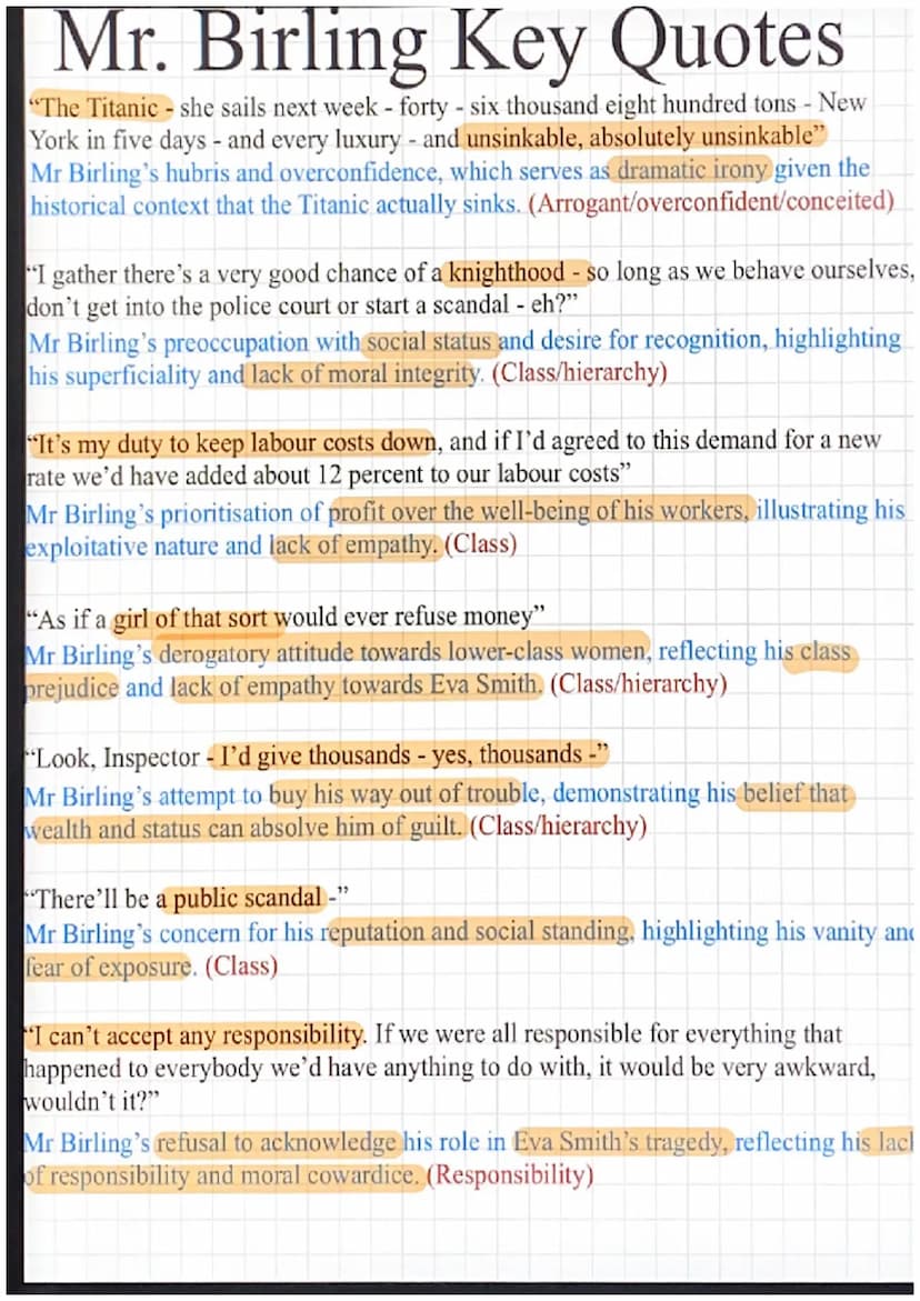 Arthur
Birling
Eva Smith/Daisy Renton
Inspector Goole
An Inspector
Calls
Sheila Birling
Sybil Birling
Eric Birling
Gerald Croft ●
●
●
.
D
●
