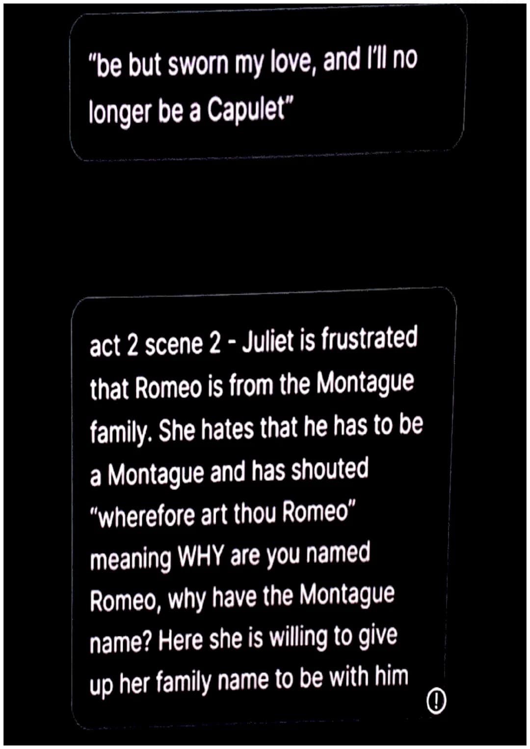 "feather of lead, bright smoke, cold
fire"
act 1 scene 1 - Romeo is uses lots
of oxymoronic phrases - It reveals
how sad he is that Rosaline