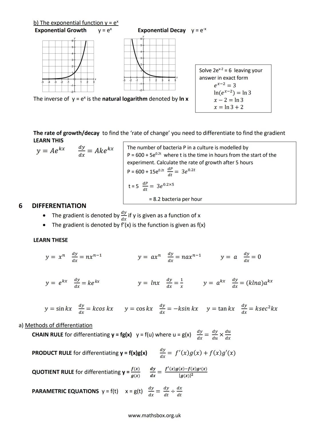 A LEVEL PURE MATHS REVISON NOTES
1 ALGEBRA AND FUNCTIONS
a) INDICES
Rules to learn :
xa xxb = xa+b
Simplify 2x(x - y)² + 3(x − y)²
= (x - y)