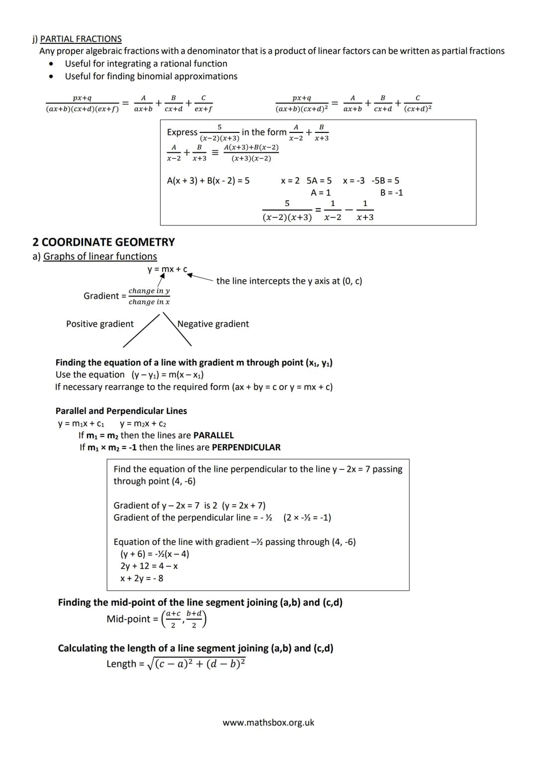 A LEVEL PURE MATHS REVISON NOTES
1 ALGEBRA AND FUNCTIONS
a) INDICES
Rules to learn :
xa xxb = xa+b
Simplify 2x(x - y)² + 3(x − y)²
= (x - y)