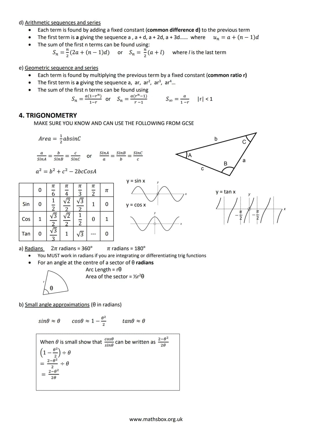 A LEVEL PURE MATHS REVISON NOTES
1 ALGEBRA AND FUNCTIONS
a) INDICES
Rules to learn :
xa xxb = xa+b
Simplify 2x(x - y)² + 3(x − y)²
= (x - y)