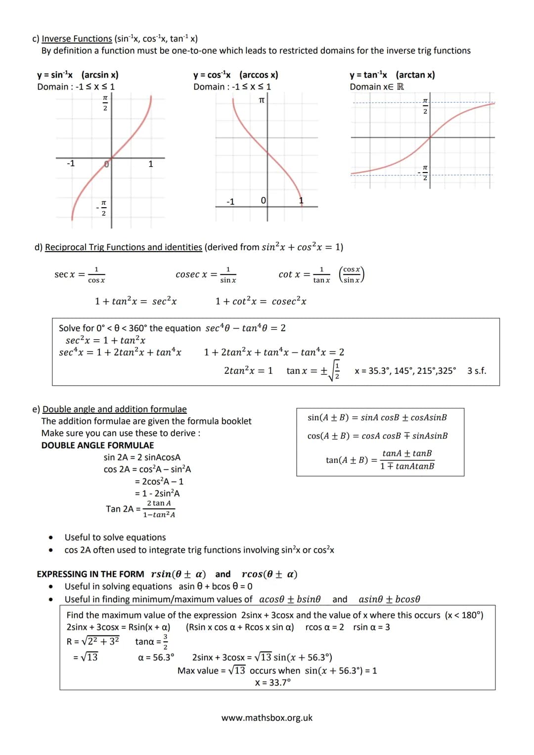 A LEVEL PURE MATHS REVISON NOTES
1 ALGEBRA AND FUNCTIONS
a) INDICES
Rules to learn :
xa xxb = xa+b
Simplify 2x(x - y)² + 3(x − y)²
= (x - y)