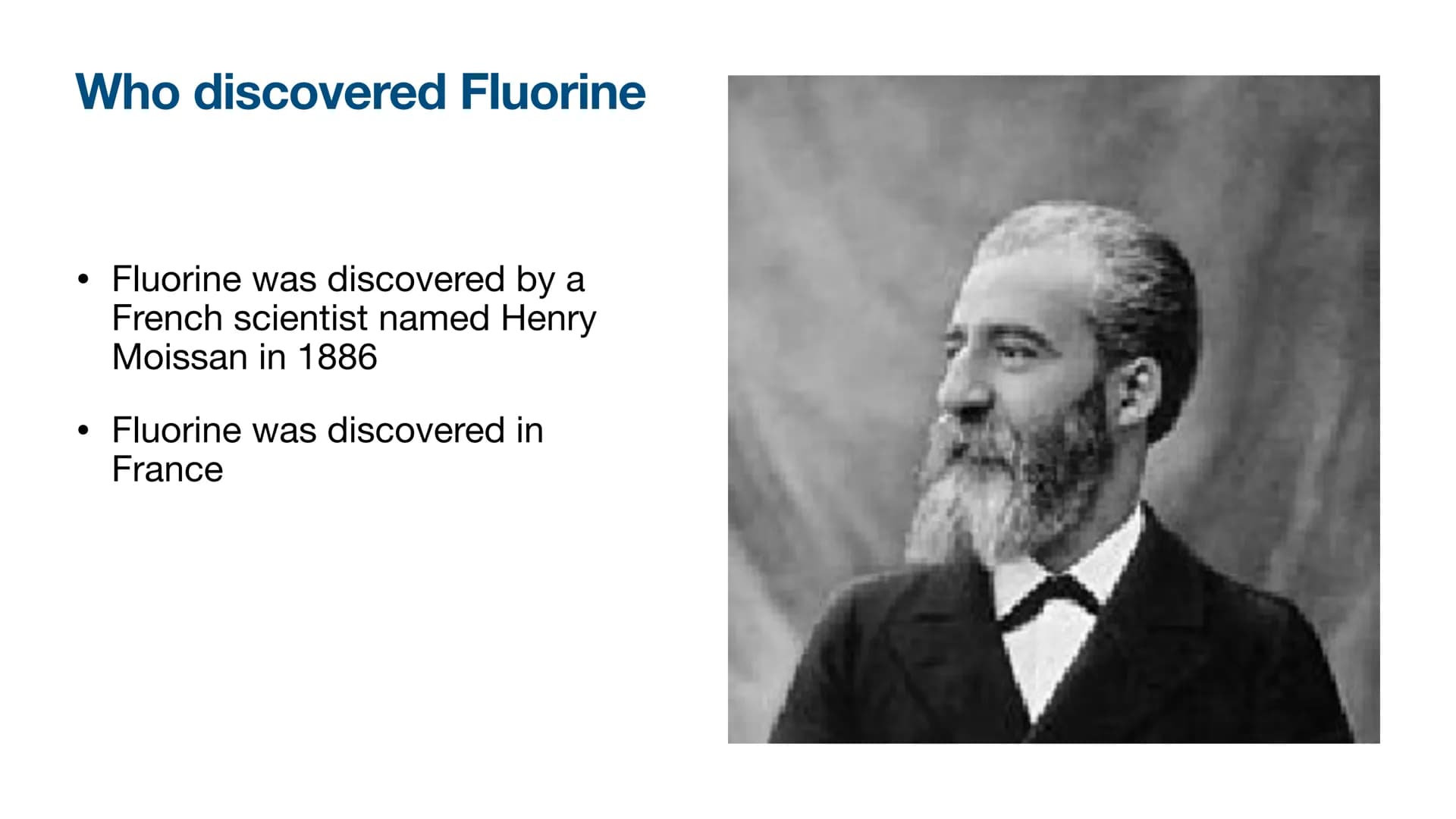 Fluorine
By Precious
9
TI
Fluorine
18.9984 Fluorine
●
●
It's symbol is F
And it's atomic number is 9 Who discovered Fluorine
●
Fluorine was 