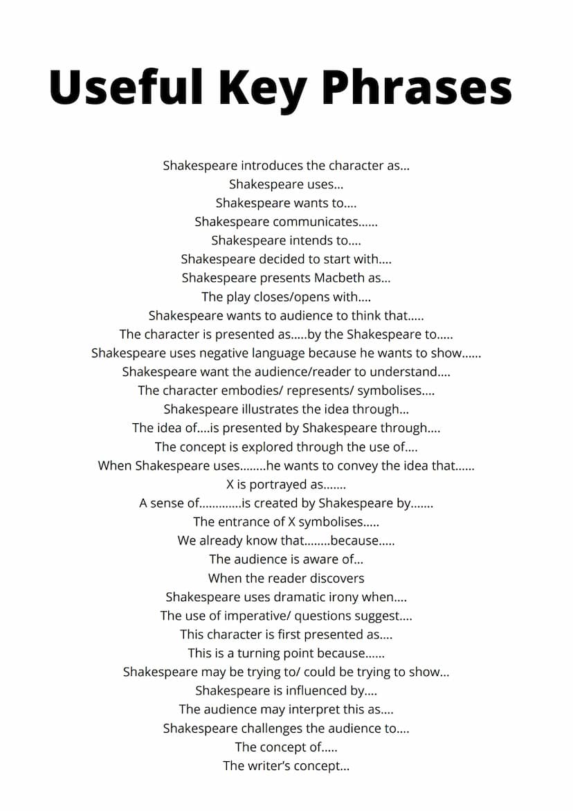 Literature Masterclass
Paper 1 MAYA ANGELOUA
QUEENIE
Contents
Key phrases
• Examiners expectations
Macbeth
Romeo & Juliet
A Christmas Carol
