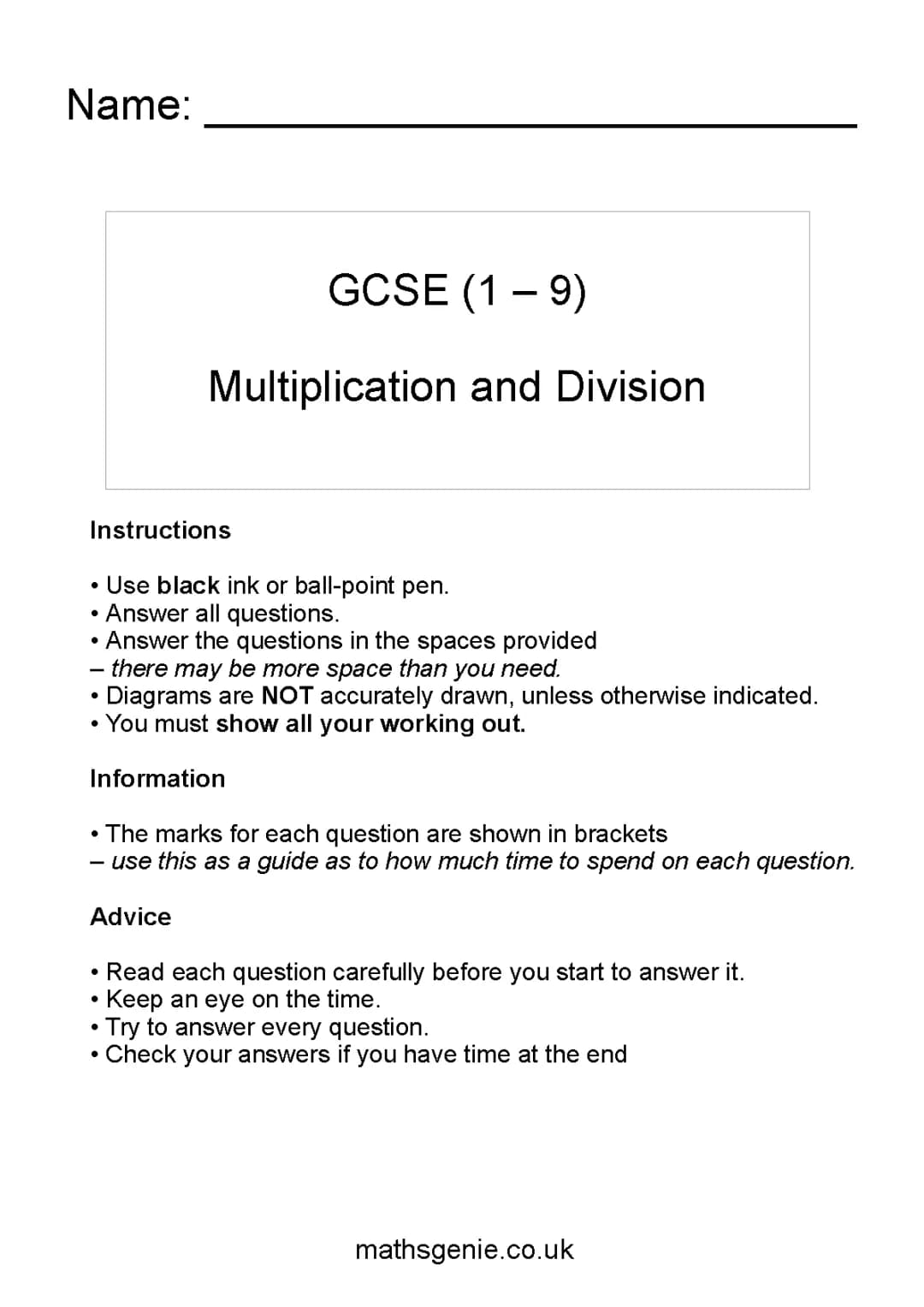 Multiplication and Division 