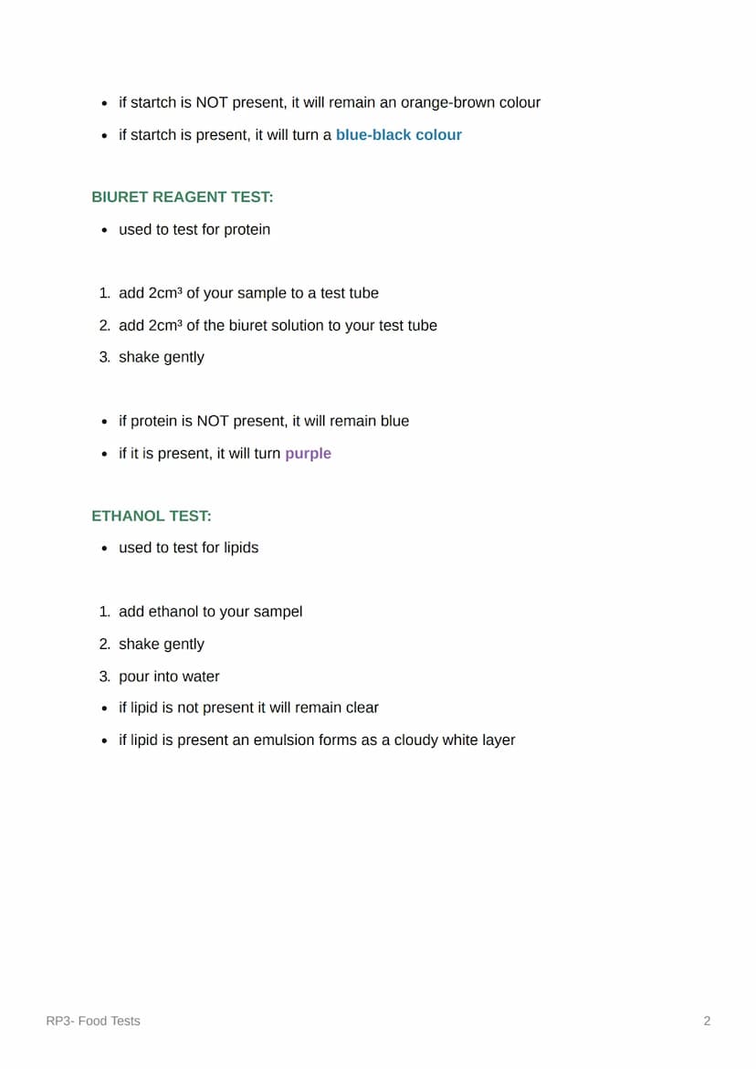 RP3- Food Tests
PROCESS:
1. prepare your food sample by using a pestel and mortar to crush it up
2. put the crushed food into a beaker of di
