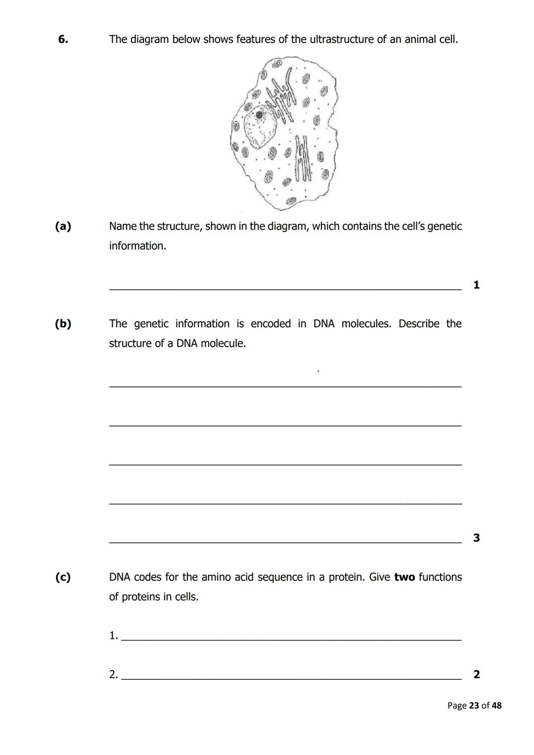 
<h2 id="cellstructure">Cell Structure</h2>
<p>The diagram below shows parts of a plant cell.</p>
<p>Which part of the cell is composed of c