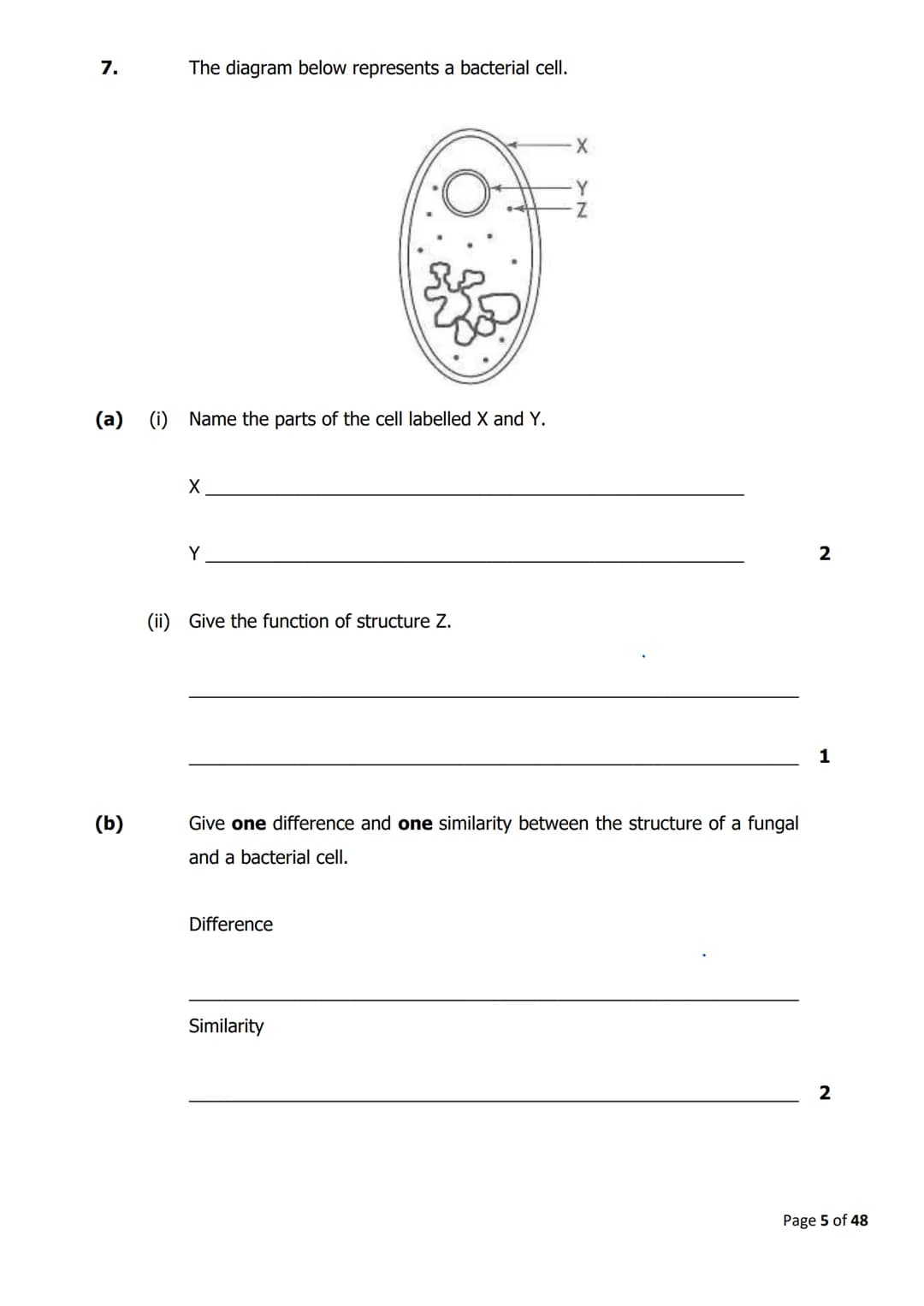 
<h2 id="cellstructure">Cell Structure</h2>
<p>The diagram below shows parts of a plant cell.</p>
<p>Which part of the cell is composed of c