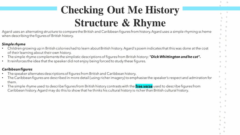 Checking Me Out
History
Poetry GCSES Checking Out Me History
John Agard was born in Guyana in South America. Guyana is connected to the Carr