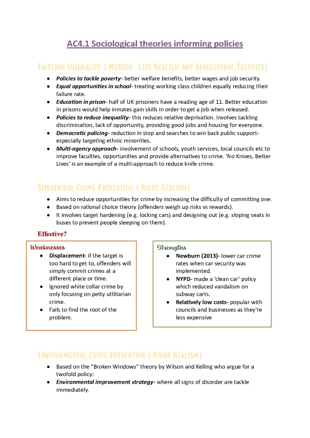 AC4.1 Sociological theories informing policies